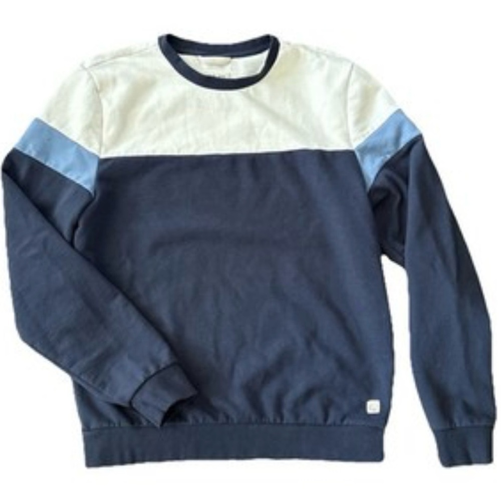 Marine Layer Men's Blue and White Crewneck Sweater